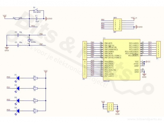 AVR ATMega8 Programmeer-/Ontwikkel-board